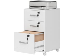 Caisson de bureau 3 tiroirs verrouillables sur roulettes blanc 40 x 40 x 69,5 cm