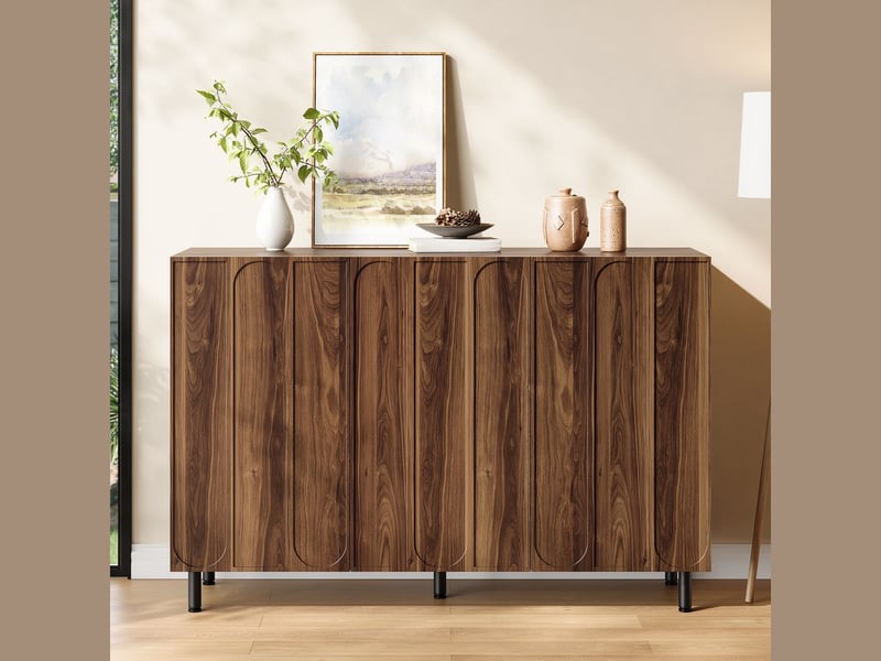  Buffet de cuisine design avec 3 portes, 120 × 37 × 80 cm, effet noyer  - Conforama B