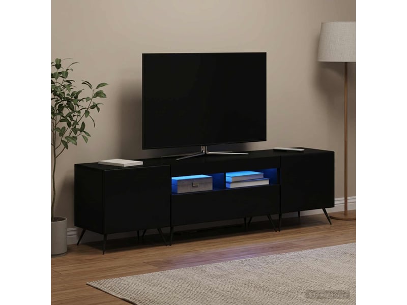  Meuble tv - banc tv - meuble de rangement led breda 3 pcs noir bois d'ingénierie  - Conforama B