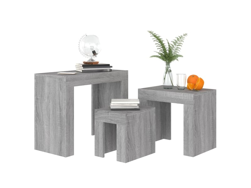  Tables basses gigognes 3 pcs | table de salon sonoma gris bois d'ingénierie  - Conforama C