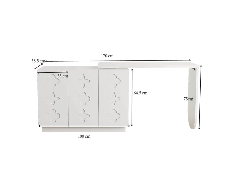  Bureau, bureau informatique d'angle pivotant en l, table de bureau, coiffeuse, blanc 110 cm  - Conforama E