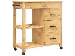 Desserte de cuisine, chariot de rangement monza 84x40x88,5 cm bois massif de pin shl93497