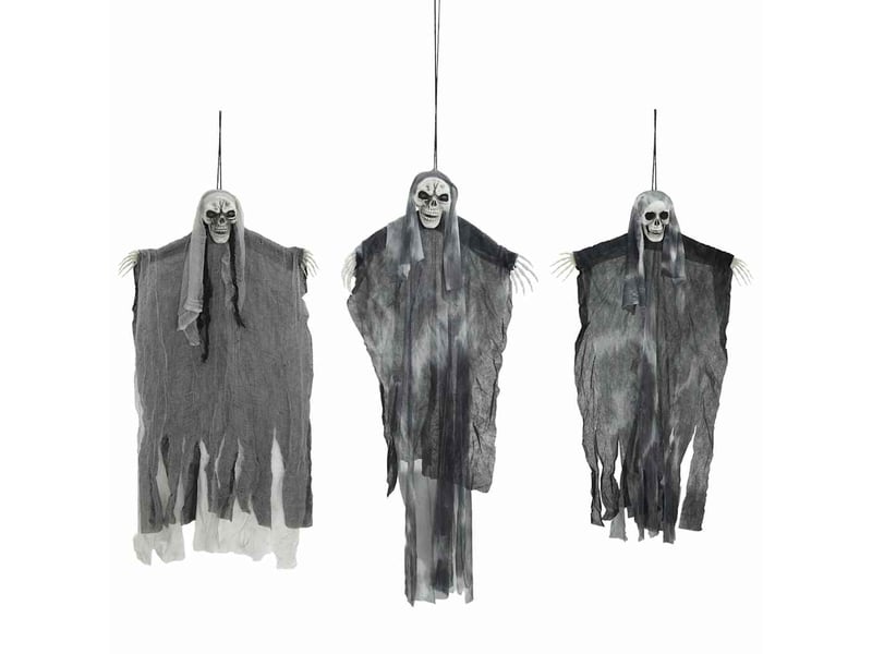 Fantôme suspendu halloween 3 pc noir 66 x 110 cm polyester cf61925 - Conforama A