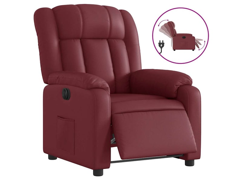  Fauteuil de bureau, fauteuil inclinable électrique rouge bordeaux similicuir shl8286  - Conforama A