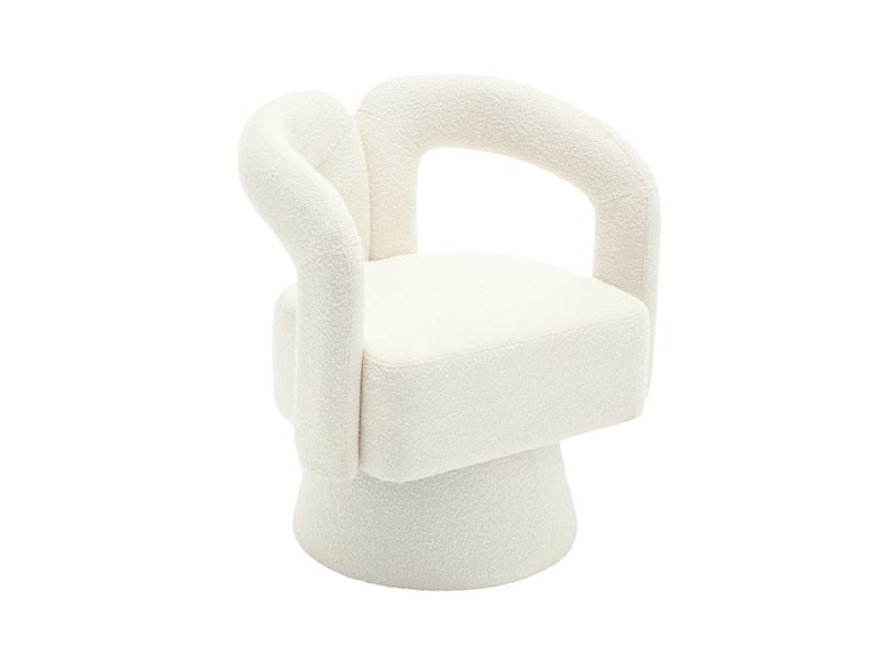  Fauteuil pivotant à 360° en tissu bouclette beige  - Conforama A
