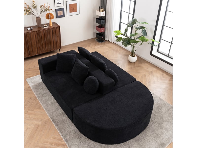  Canapé modulable modenvie convertible 5 places en chenille noir 263 x 171 x 66 cm  - Conforama E