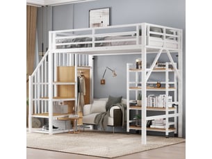 Lit mezzanine 90x200 cm <strong>MEULVA</strong> <strong></strong> coloris blanc