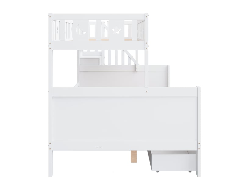  Lit superposé 90x200 140x200, lit superposé bois massif, lit superposé avec escalier et tiroirs, lit enfant blanc avec sommier.  - Conforama D
