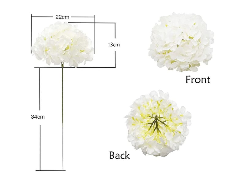 Lot de 6 grands hortensias en soie artificiels (blancs) avec des tiges de bandeau de faux hortensias blancs pour les centres de table de jardin de - Conforama C