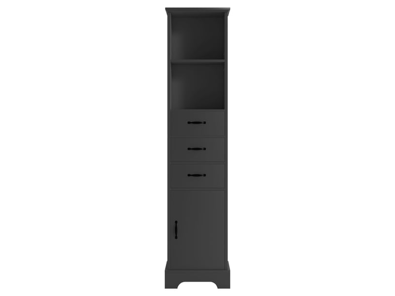  Colonne salle de bain noire 38 × 26 × 173 cm, 3 tiroirs, étagères réglables  - Conforama A