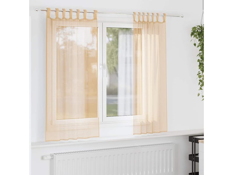  Lot de 2 rideaux en voile, voilages avec passe-tringles sable cf44491  - Conforama B