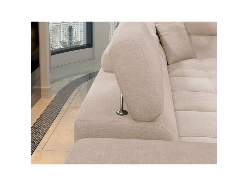 Canapé d'angle convertible palazzo 4 places beige – angle gauche avec coffre - Conforama E