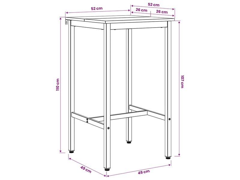  Vidaxl table de bar 52 x 52 x 110 cm bois d'ingénierie chêne sonoma  - Conforama C