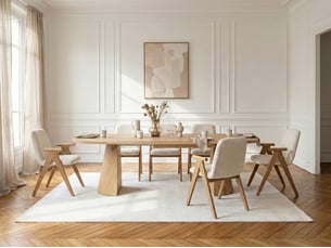 Bobochic ensemble mazargues avec table à manger extensible 200 à 300 cm + 6 chaises pagnol placage chêne massif marron clair
