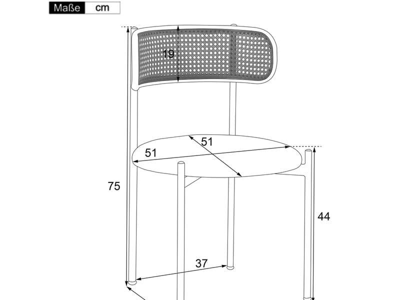  Lot de 4 chaises de salle à manger en velours noir avec dossier en rotin  - Conforama E