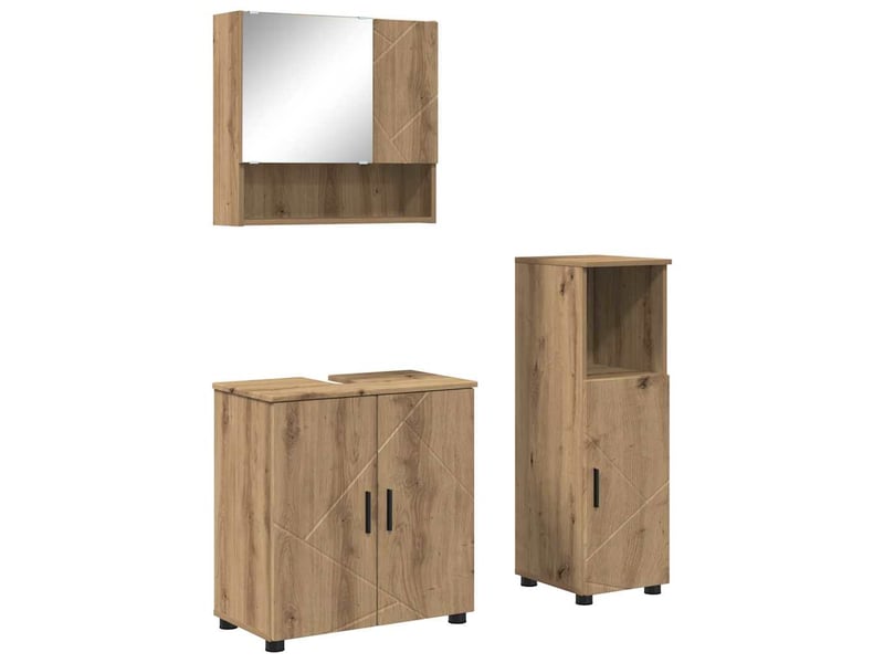 Ensemble de mobilier de salle de bain 3 pc chêne artisanal cf64290 - Conforama A