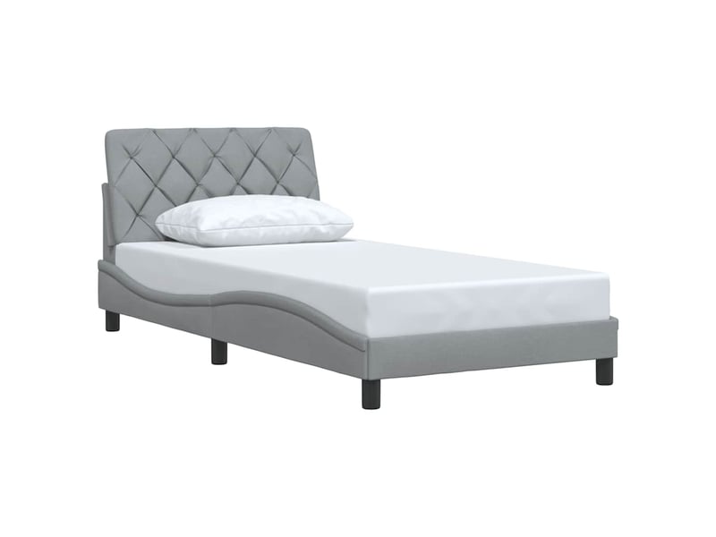  Lit simple- lit adulte -  cadre de lit sans matelas gris clair 100x200 cm tissu  - Conforama B
