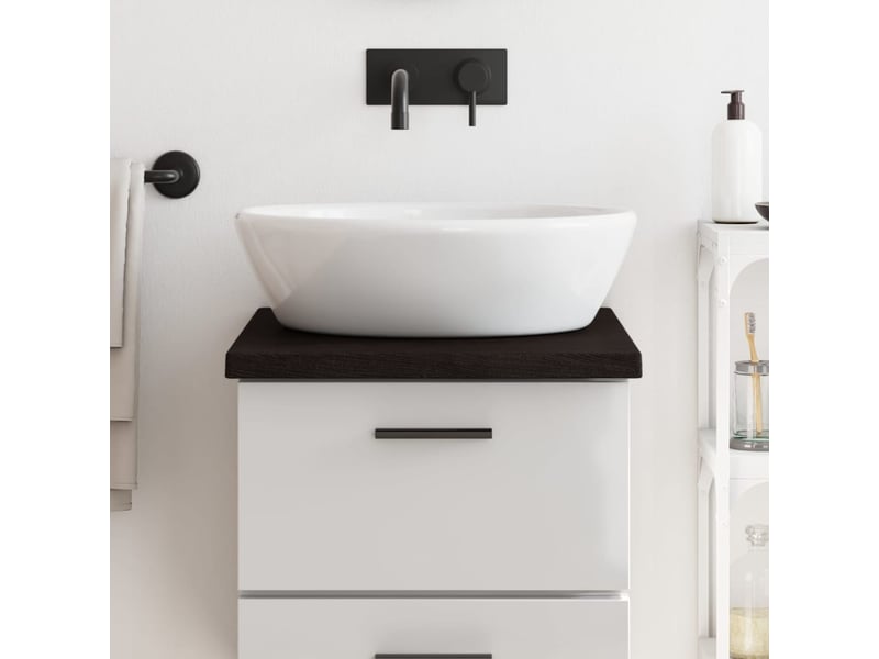  Comptoir de salle de bain, plan de travail marron foncé bois massif traité cf65855  - Conforama B
