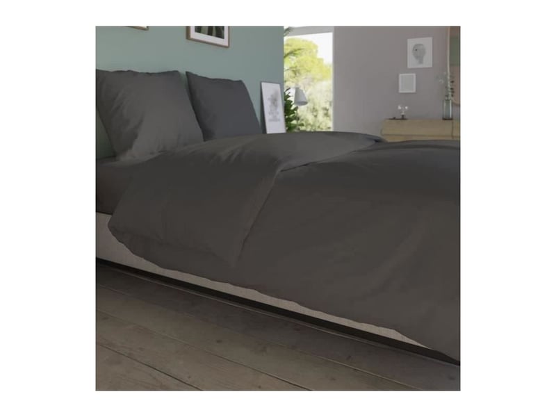 Housse de couette dodo coton 140 x 200 cm gris anthracite antibactérienne oeko-tex 57 filscm² - Conforama A