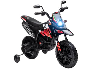 Moto électrique 12 v pour enfants, sous licence aprilia, avec stabilisateurs amovibles, 6 kmh, suspension arrière, rouge