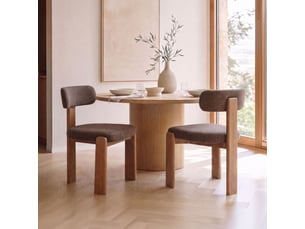 Lot de 2 chaises repas design en tissu texturé marron et bois
