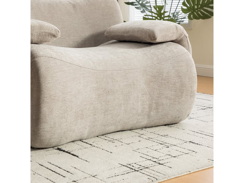  Canapé modulable en tissu chenille gris avec rangement intégré, design contemporain pour salon moderne  - Conforama R