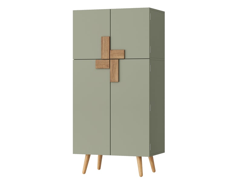 Armoire de cuisine 4 portes avec étagères réglables 60x35x120 cm vert mdf - Conforama A