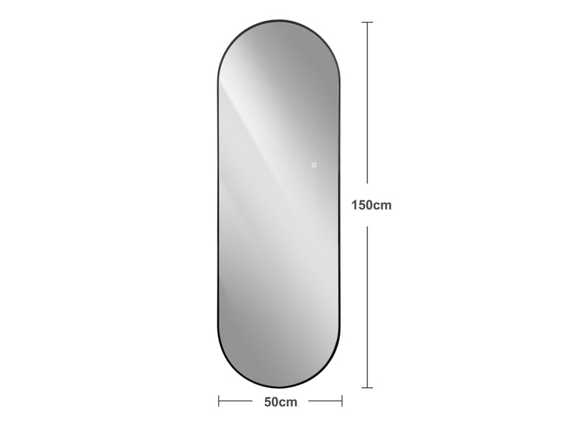  Miroir mural led 150x50 cm, cadre aluminium noir, rétro-éclairage variable, 3 temp  - Conforama C