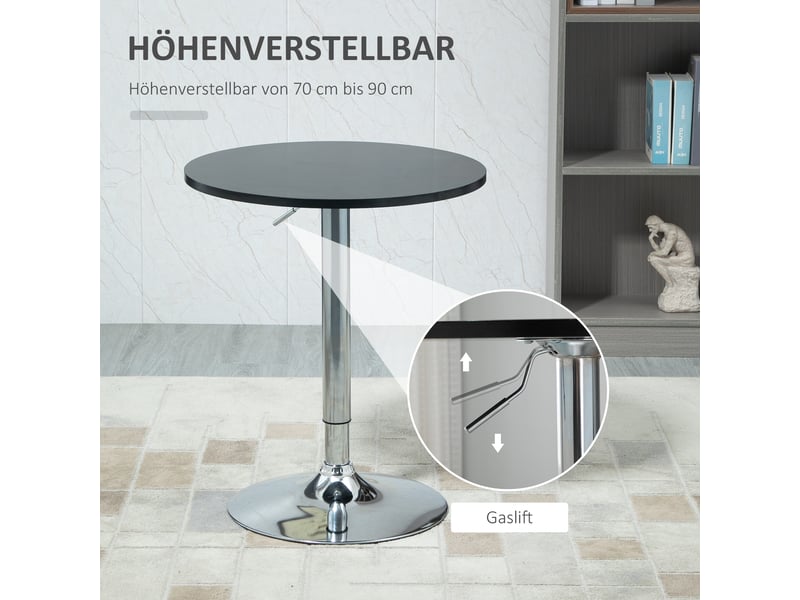  Table de salle à manger ronde réglable en hauteur avec plateau pivotant et pied antidérapant pour intérieur noire 61×70-90 cm  - Conforama E