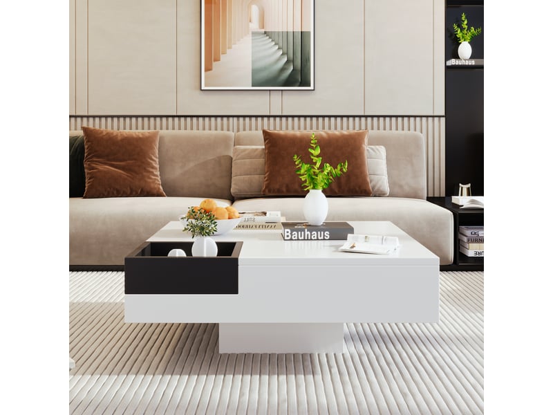 Meuble tv en bois 265 cm, ensemble de meuble tv avec vitrine et armoire murale - montage suspendu et posé - couleur bois et noir BUYDEEMEUS - Conforama B