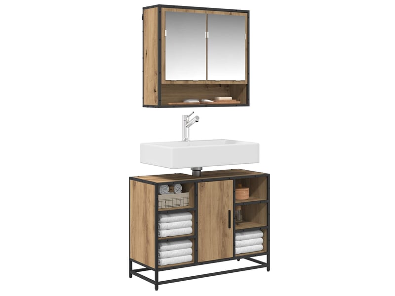  Ensemble de mobilier de salle de bain 2 pc chêne artisanal cf64052  - Conforama C