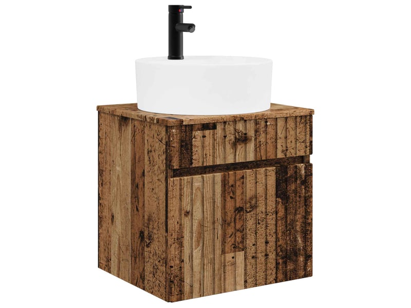  Meuble de lavabo mural, rangement salle de bain bois ancien 49x44.5x65 cm  - Conforama A