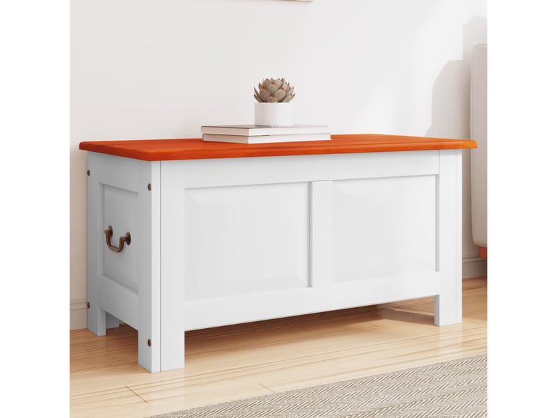  Coffre de rangement, boîte de rangement et couvercle marron et blanc bois d'acacia shl2342  - Conforama B