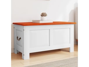 Coffre de rangement, boîte de rangement et couvercle marron et blanc bois d'acacia shl2342