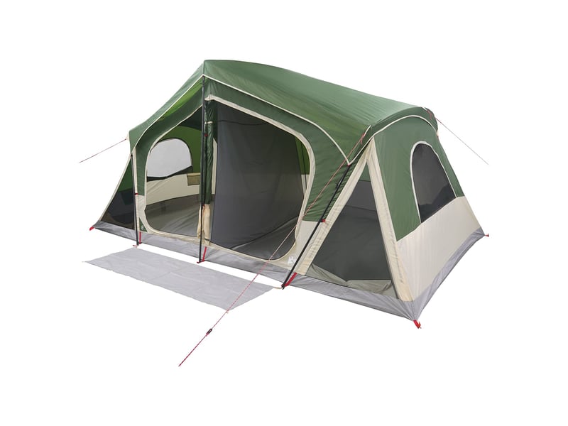  Tente de camping, tente cabane vert 10 personnes polyester et acier  - Conforama A