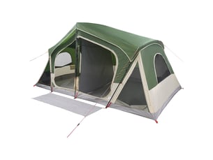 Tente de camping, tente cabane vert 10 personnes polyester et acier