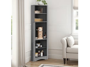 Meuble de salle de bain d'angle avec rangements 36,5 x 36,5 x 155 cm gris cravdom