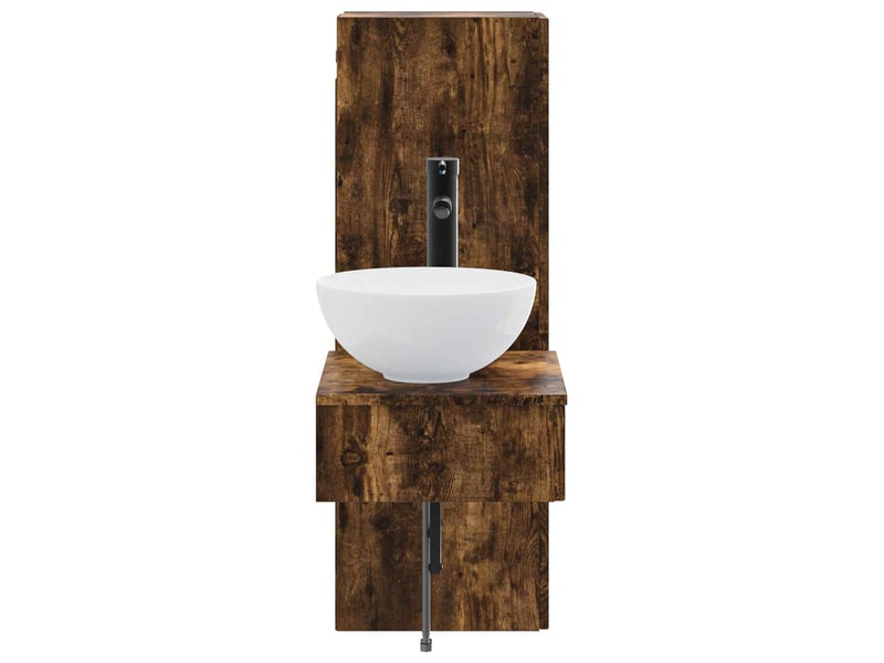 Ensemble de mobilier de salle de bain 2 pcs chêne fumé shl6339 - Conforama D