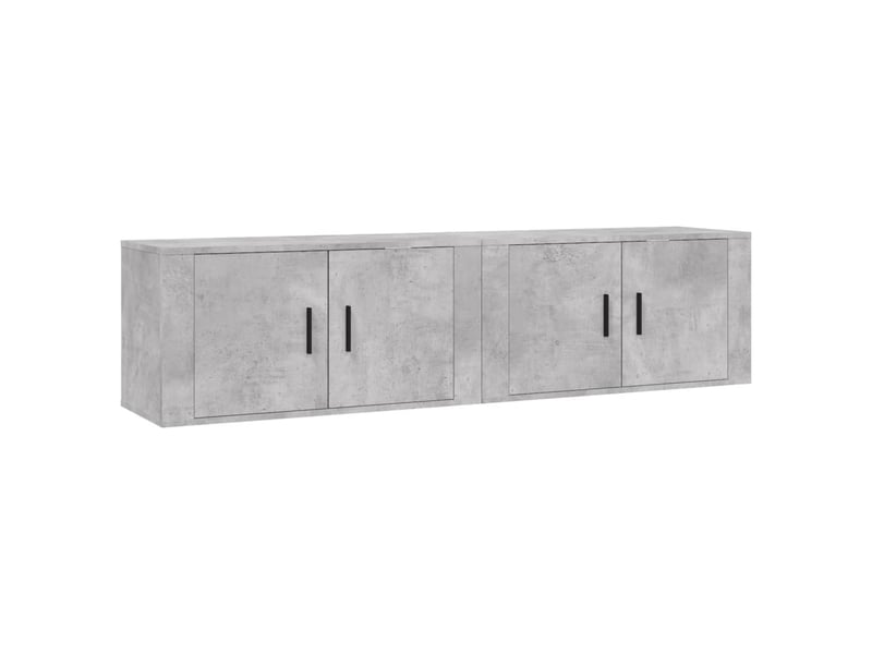  Lot de 2 meuble tv mural, meuble tv suspendu gris béton 80x34,5x40 cm  - Conforama A