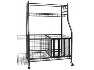 Chariot de rangement pour ballons à roulettes en acier noir 73x41.5x116 cm