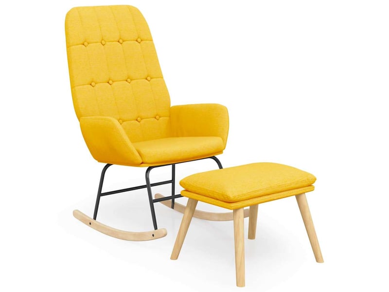  Vidaxl chaise à bascule avec repose-pied jaune moutarde tissu  - Conforama A