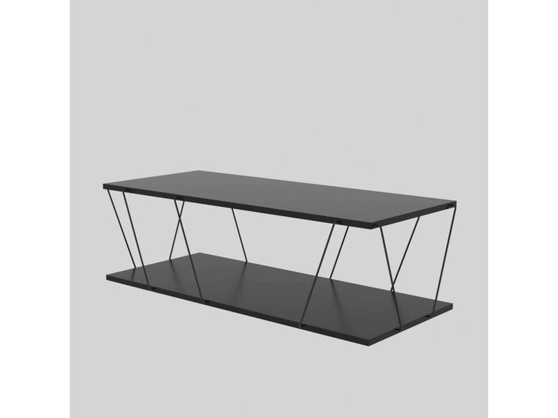  Table basse table de salon bois mdf mélaminé anthracite avec cadre métal l 120 cm industriel  - Conforama C