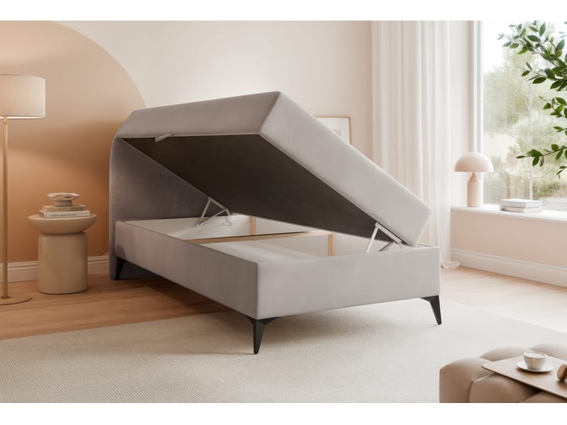 Lit coffre noelia - 70x200 cm - ouverture à gauche - avec matelas - gris NOELIA - Conforama C