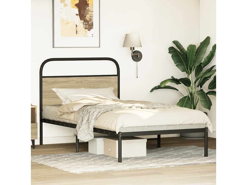  Lit simple- lit adulte -  cadre de lit sans matelas 90x200cm chêne sonoma bois ingénierie  - Conforama B