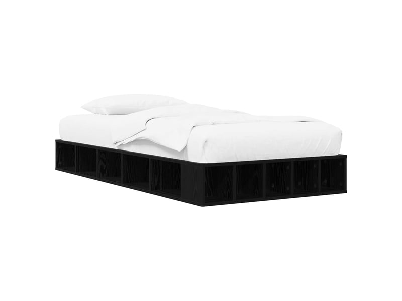  Lit simple- lit adulte -  cadre de lit avec rangement avec étagère chêne noir 80 x 200 cm  - Conforama A