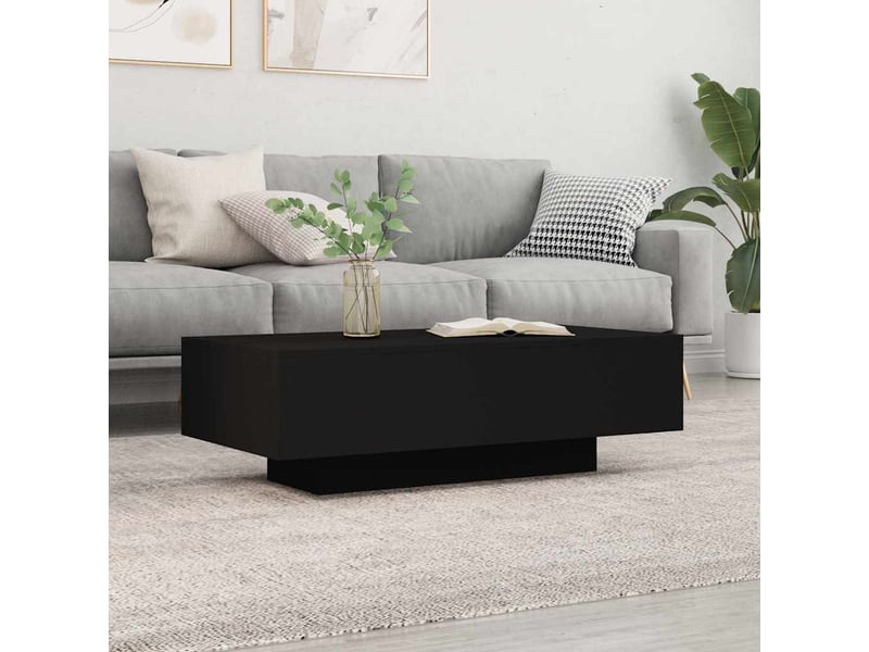  Table basse rectangulaire | table de salon noir 100x49,5x31 cm bois d'ingénierie  - Conforama B