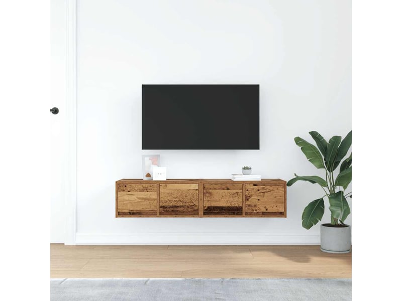 Meubles tv - banc tv - meuble de rangement 2 pcs vieux bois 60x31x25,5 cm bois d'ingénierie  - Conforama C