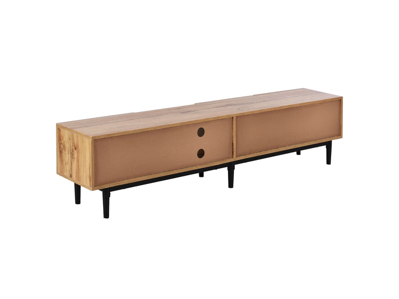  Meuble tv 175x31x41 cm avec 3 portes et led, bois et noir  - Conforama D