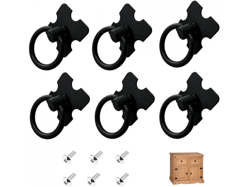  6 poignées noires vintage pour meubles, boutons pour placards de cuisine, portes d'armoires et commodes.  - Conforama A