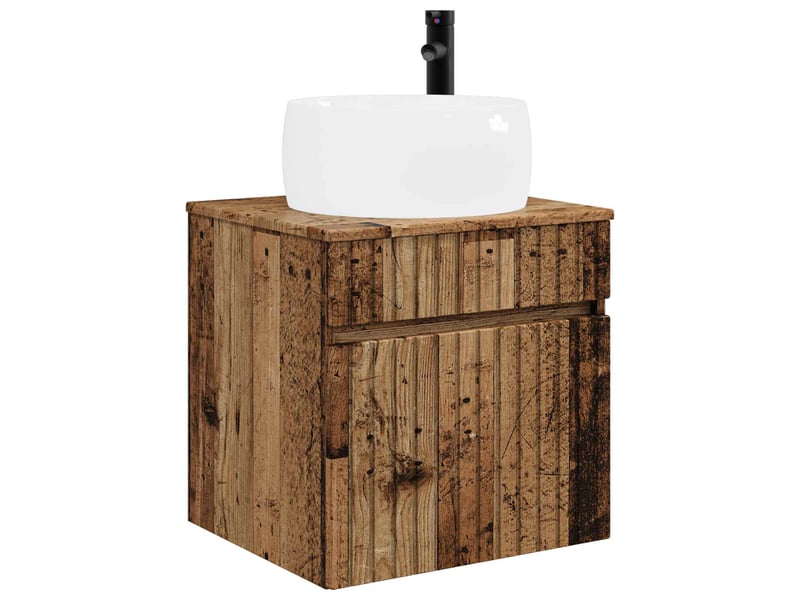  Meuble de lavabo mural, rangement salle de bain bois ancien 49x44.5x66 cm  - Conforama A